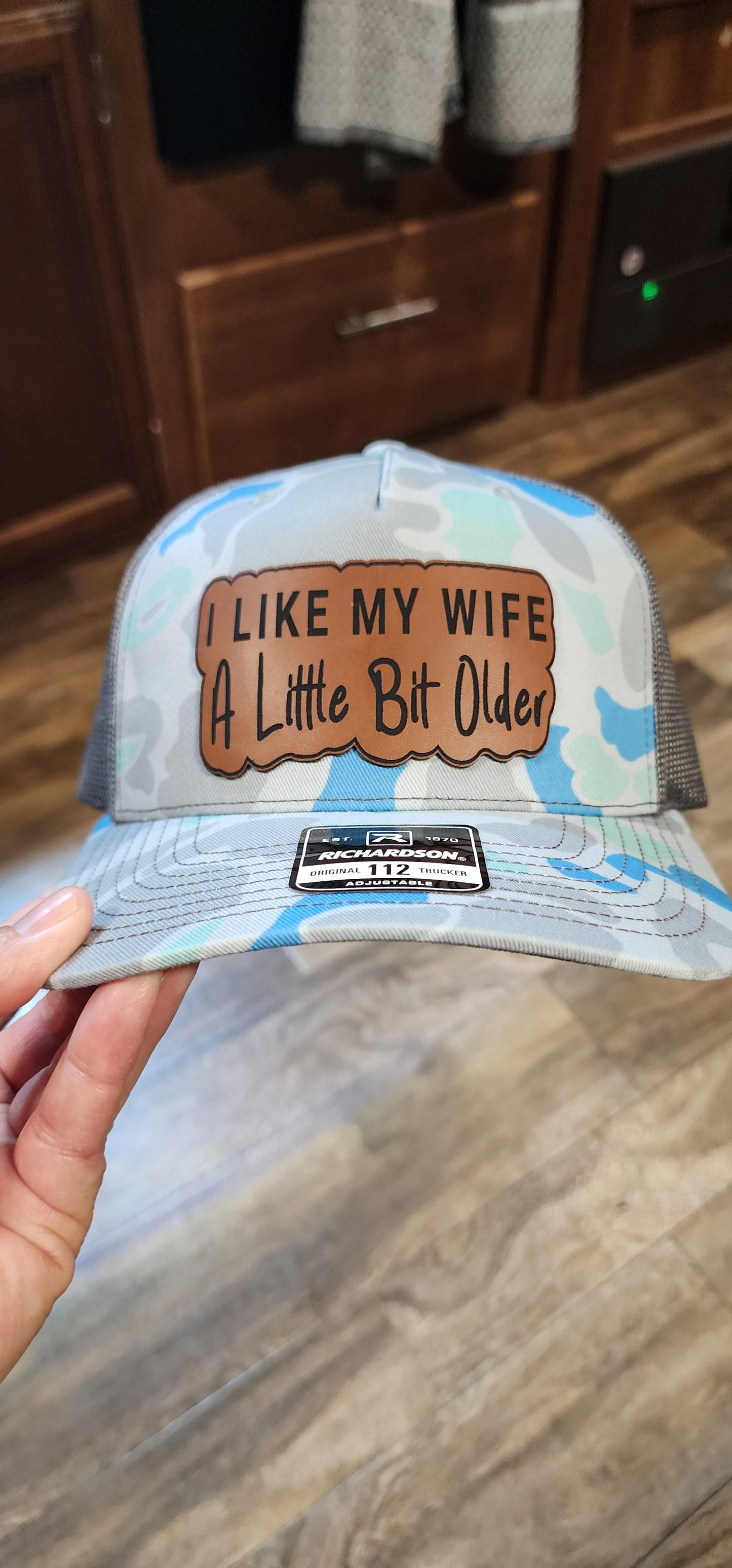 Couple hats " I like my husband a little bit younger " & " I like my wife a little bit older "
