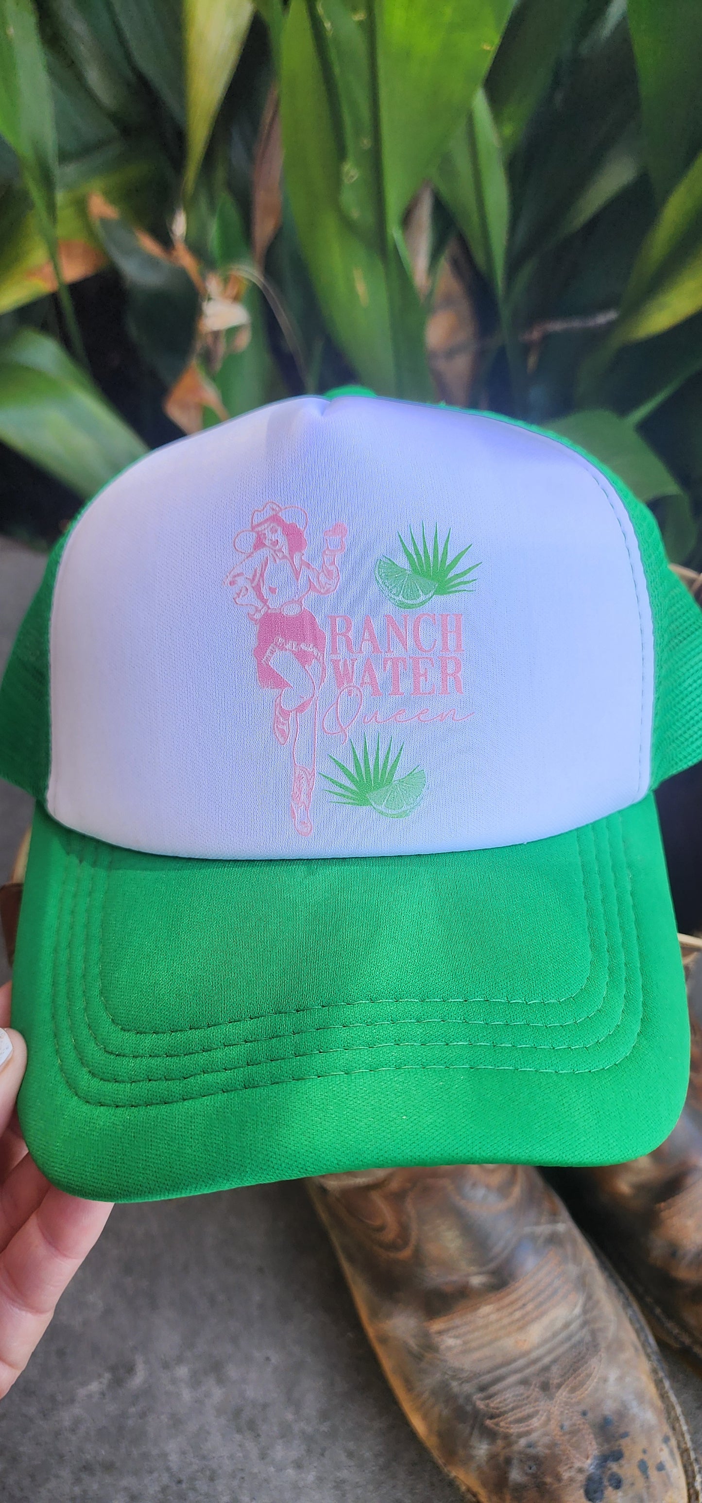 Green trucker hat " Ranch water queen"