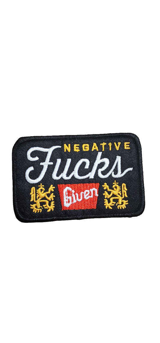 Negative fucks given iron on patch