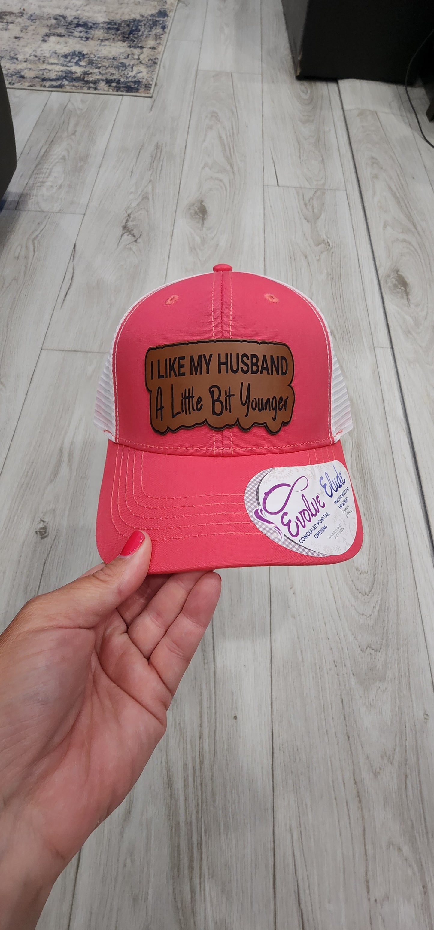 Couple hats " I like my husband   a little bit younger " &  " I like my wife a little bit older "